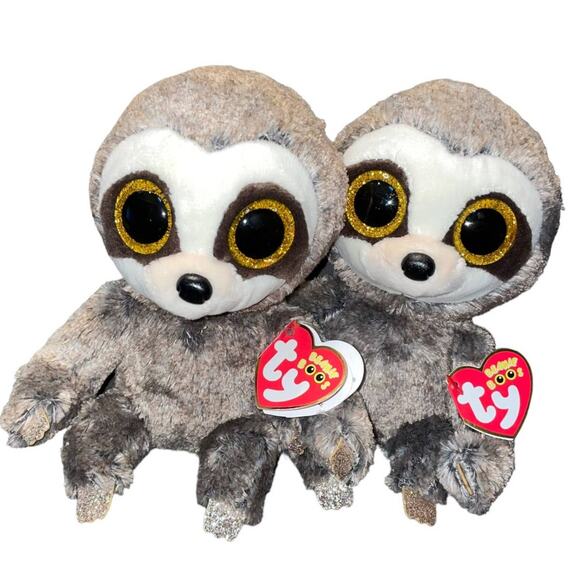Ty Beanie Boos Plush Sloth Dangler Stuffed Animal Nursery Twins Eyes 7" Lot of 2 - Picture 2 of 12